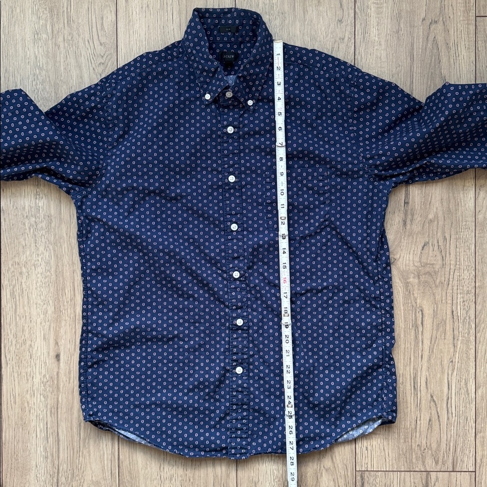 J Crew Slim Fit Navy Paisley Button Down Shirt Men Large Cotton Casual Preppy - Picture 7 of 10